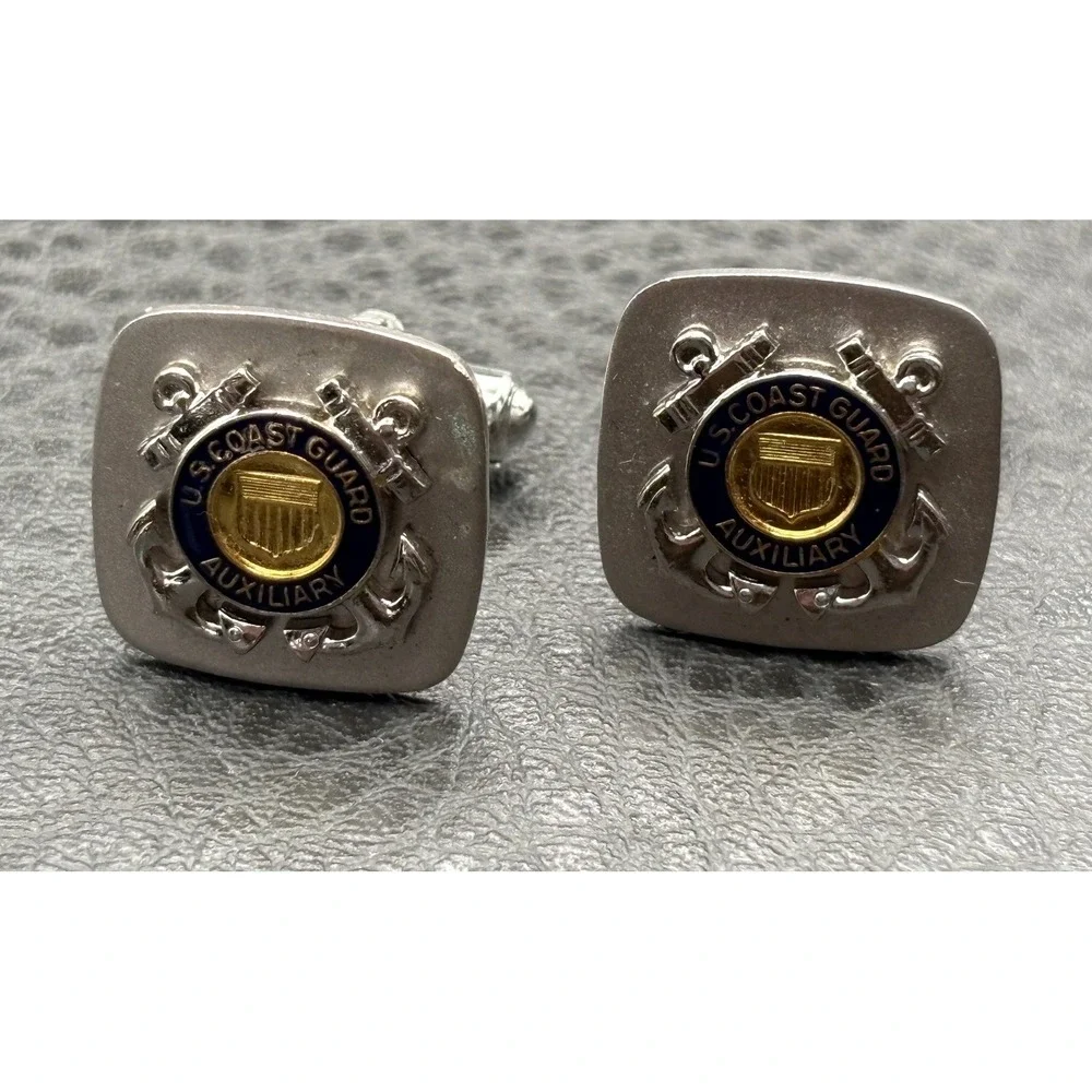 US Coast Guard Auxiliary Silver Tone Gold Tone Cufflinks